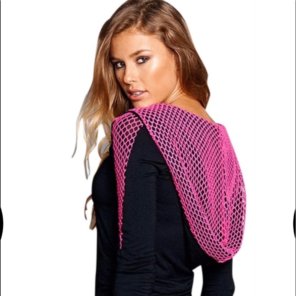 Beach Bunny Lounge Pink and Black fishnet set L